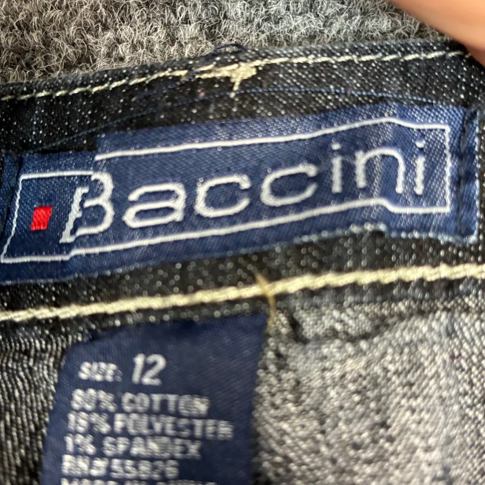Baccini Womens Dark Wash Straight Leg Embroidered Pocket Denim Jeans Size‎ 12
